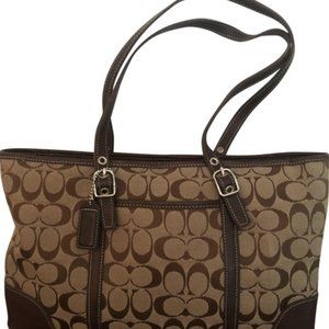 Signature Khaki/Brown Canvas Tote